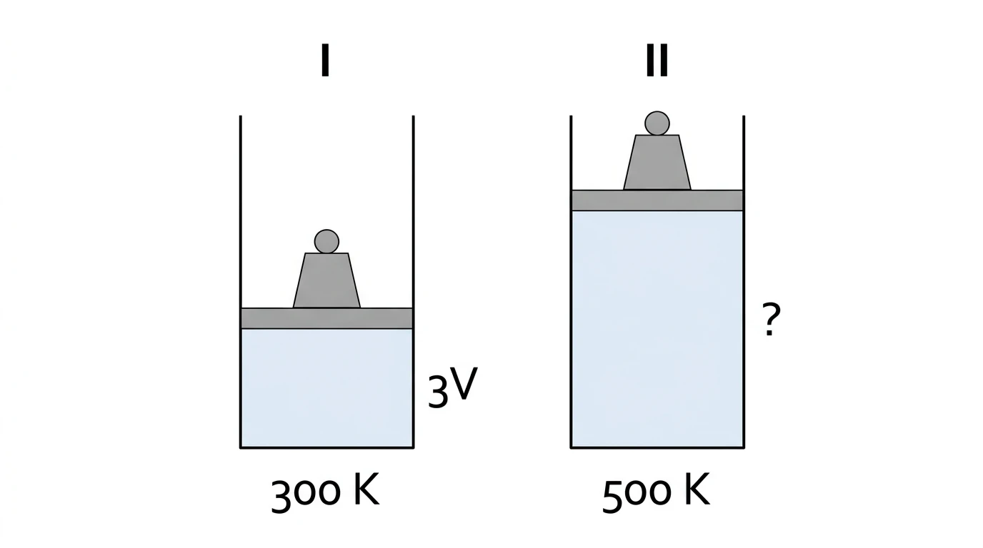Sabit basınçlı pistonlu kapta 300 K ve 500 K durumları