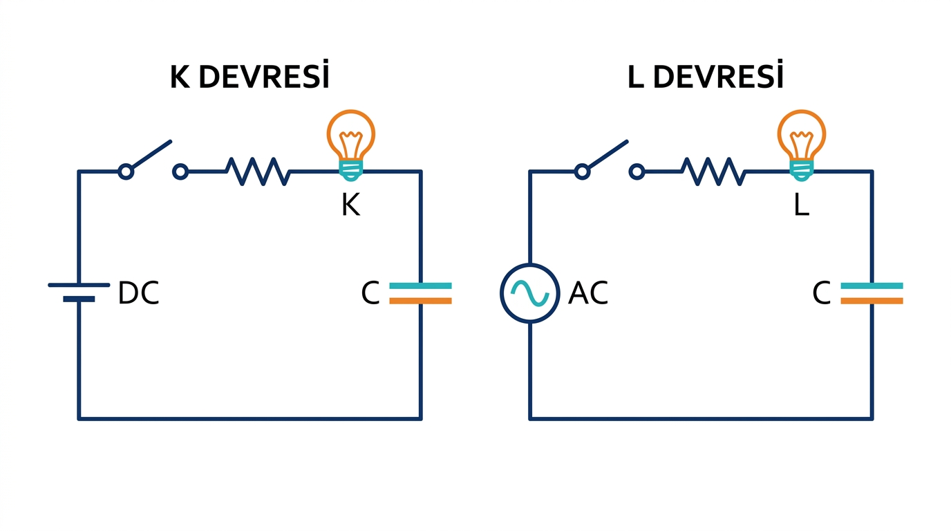 Sığaç ve lambalı doğru akım ile alternatif akım devreleri
