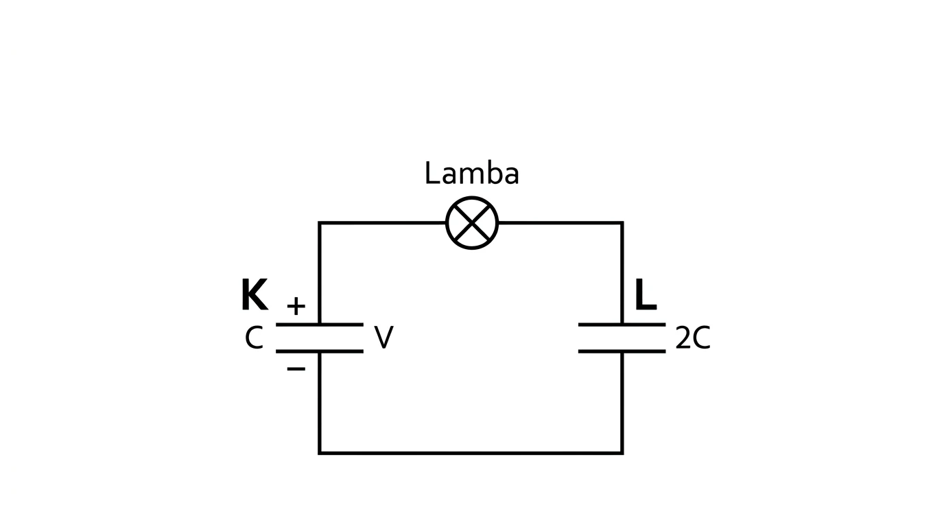 Yüklü C sığacı ile yüksüz 2C sığacının lamba üzerinden paralel bağlanması