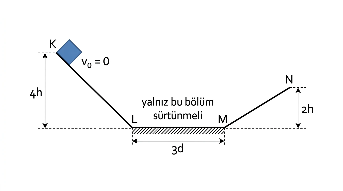 Yalnız L M arası sürtünmeli olan K L M N rayı