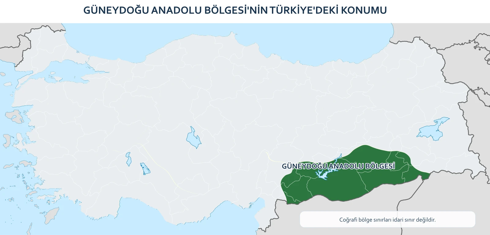 Güneydoğu Anadolu Bölgesi'nin Türkiye içindeki konumunu gösteren harita