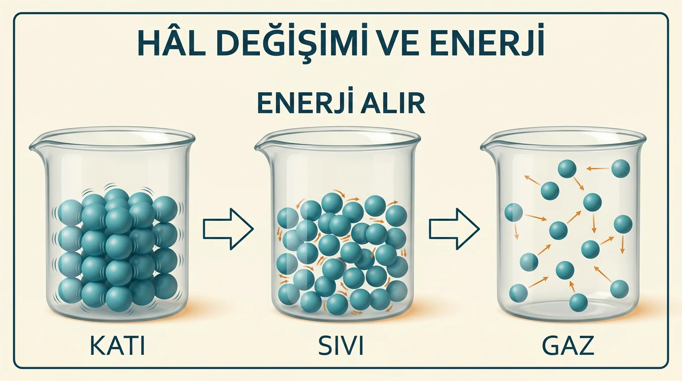 Katı sıvı ve gaz hâllerinde tanecik düzeni ile enerji alma yönü