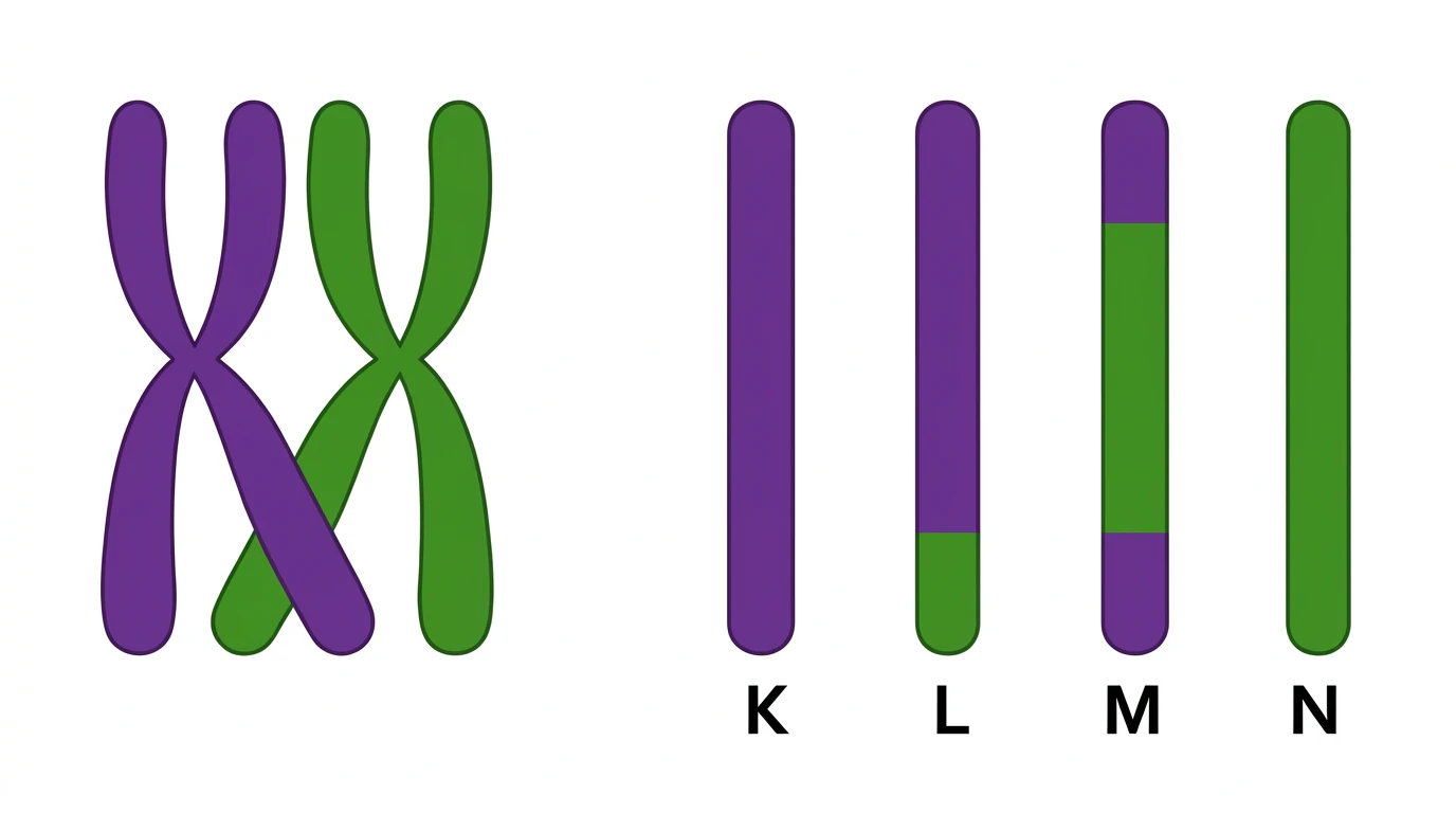 K L M ve N kromatitlerinde crossing over ürünlerini gösteren soru görseli