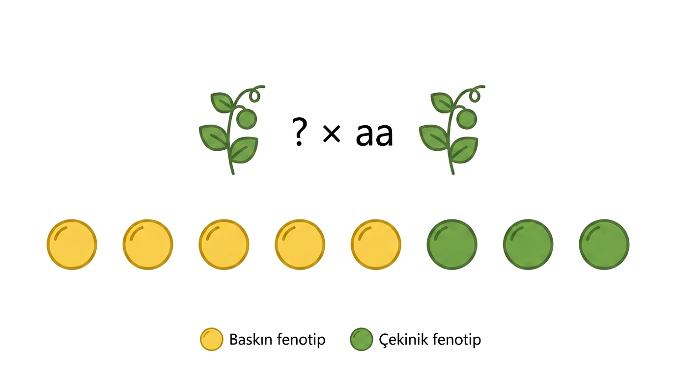 Beş baskın ve üç çekinik yavru içeren kontrol çaprazlaması TYT biyoloji sorusu