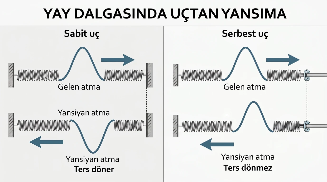 Yay atmasının sabit uçtan ters ve serbest uçtan ters dönmeden yansımasının karşılaştırılması