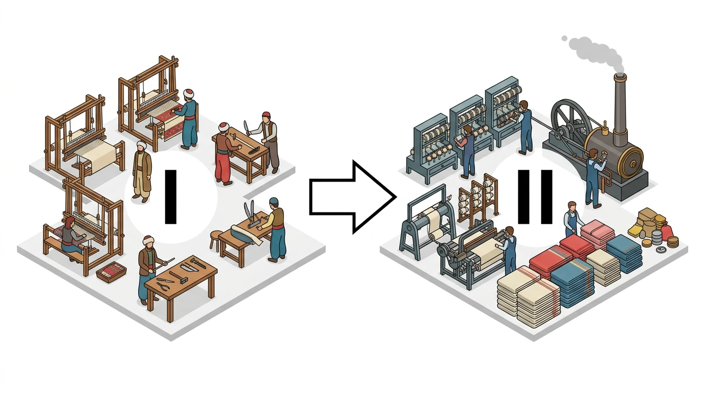 Osmanlı el tezgâhı atölyesi ile buhar gücüne dayalı fabrika üretiminin karşılaştırılması