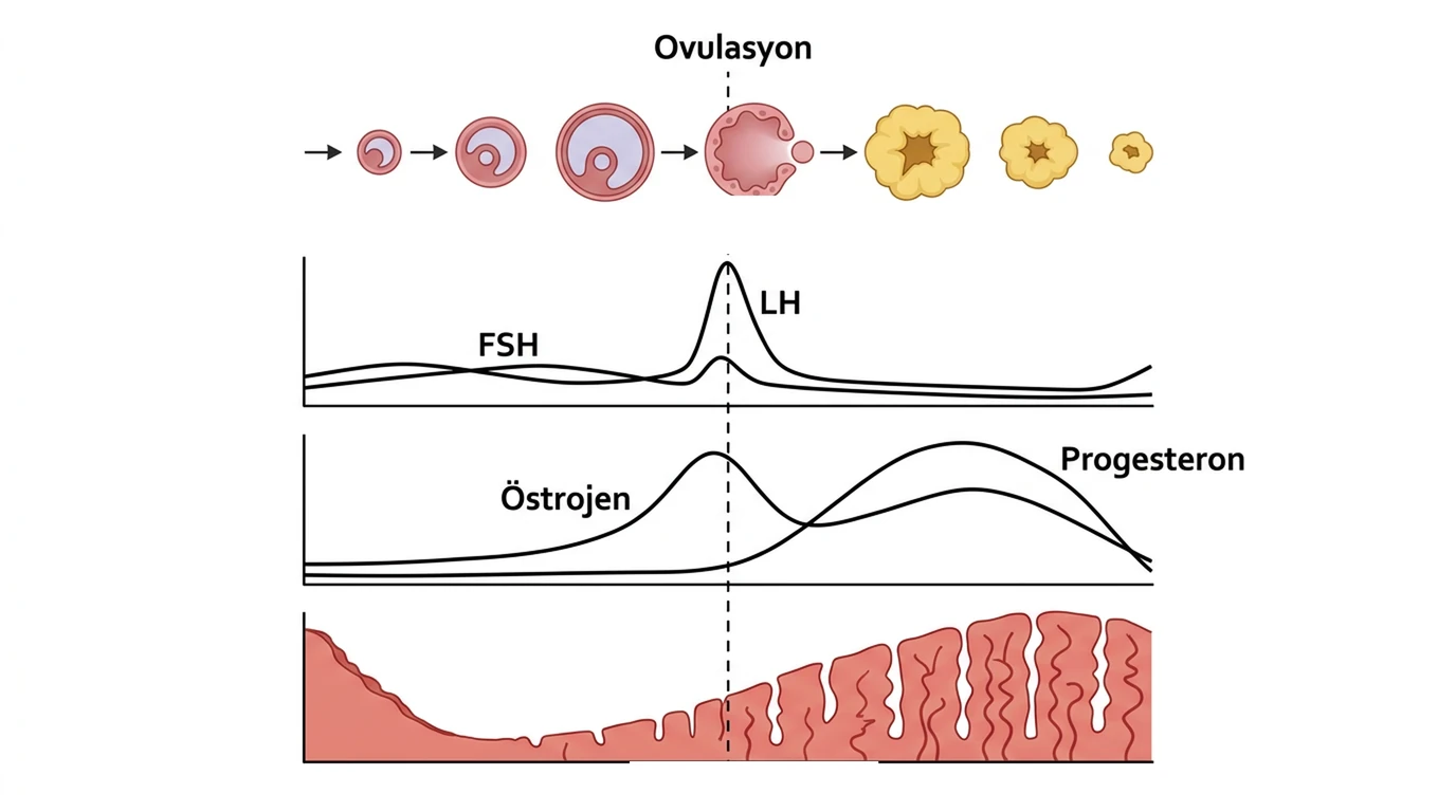 Menstrual döngüde ovaryum olayları hormonlar ve endometriyum değişimleri