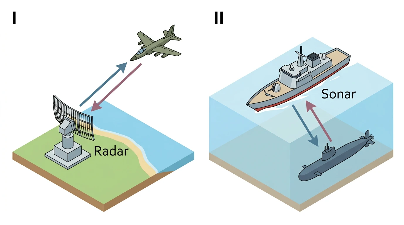 Radar ve sonar düzeneklerinde gönderilen ve yansıyan dalgalar
