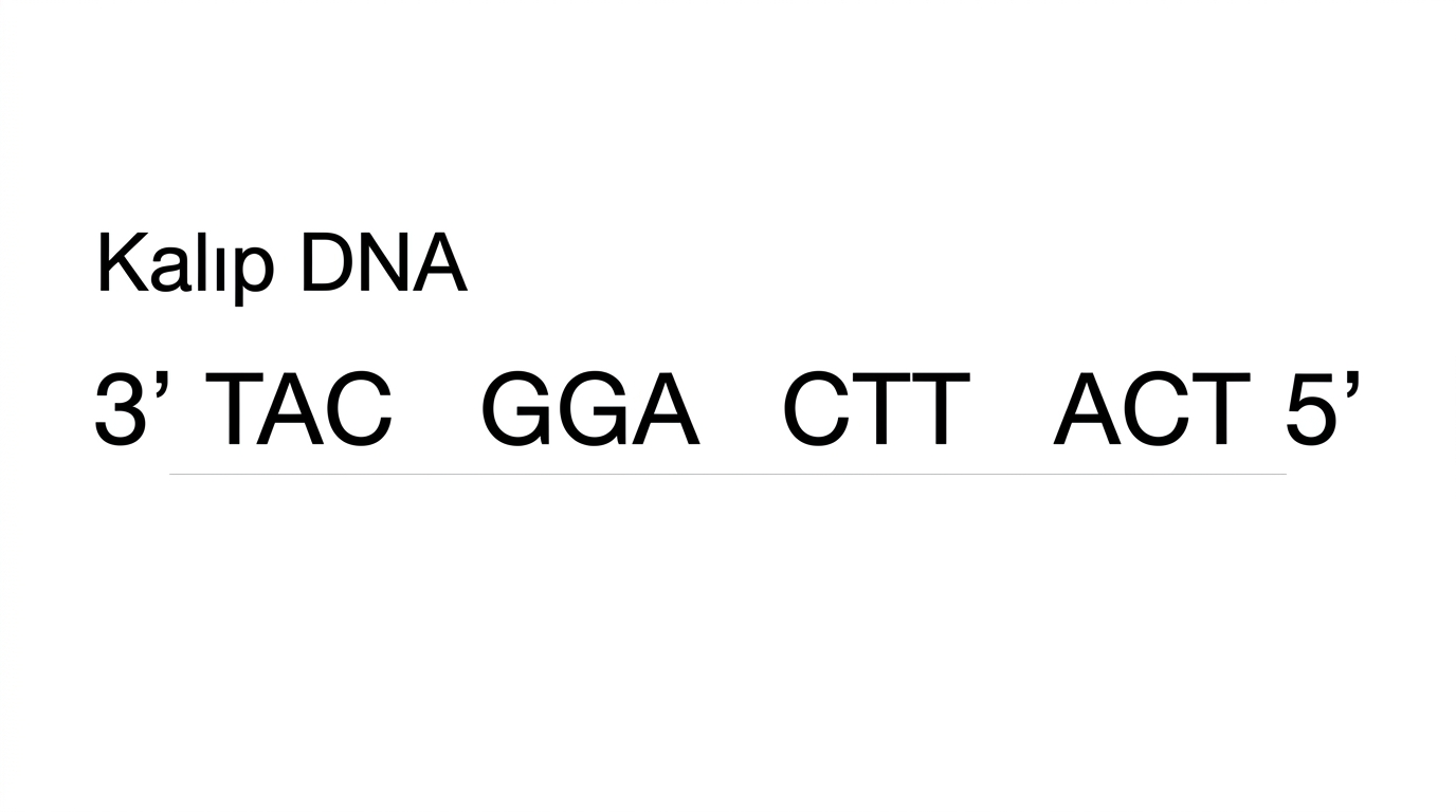 Üç üssü TAC GGA CTT ACT beş üssü kalıp DNA dizisi