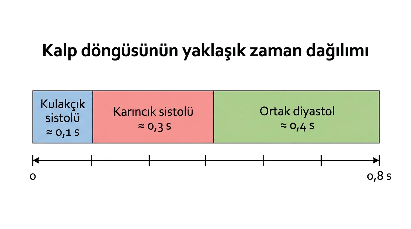 Kulakçık sistolü, karıncık sistolü ve ortak diyastol sürelerini gösteren zaman şeridi