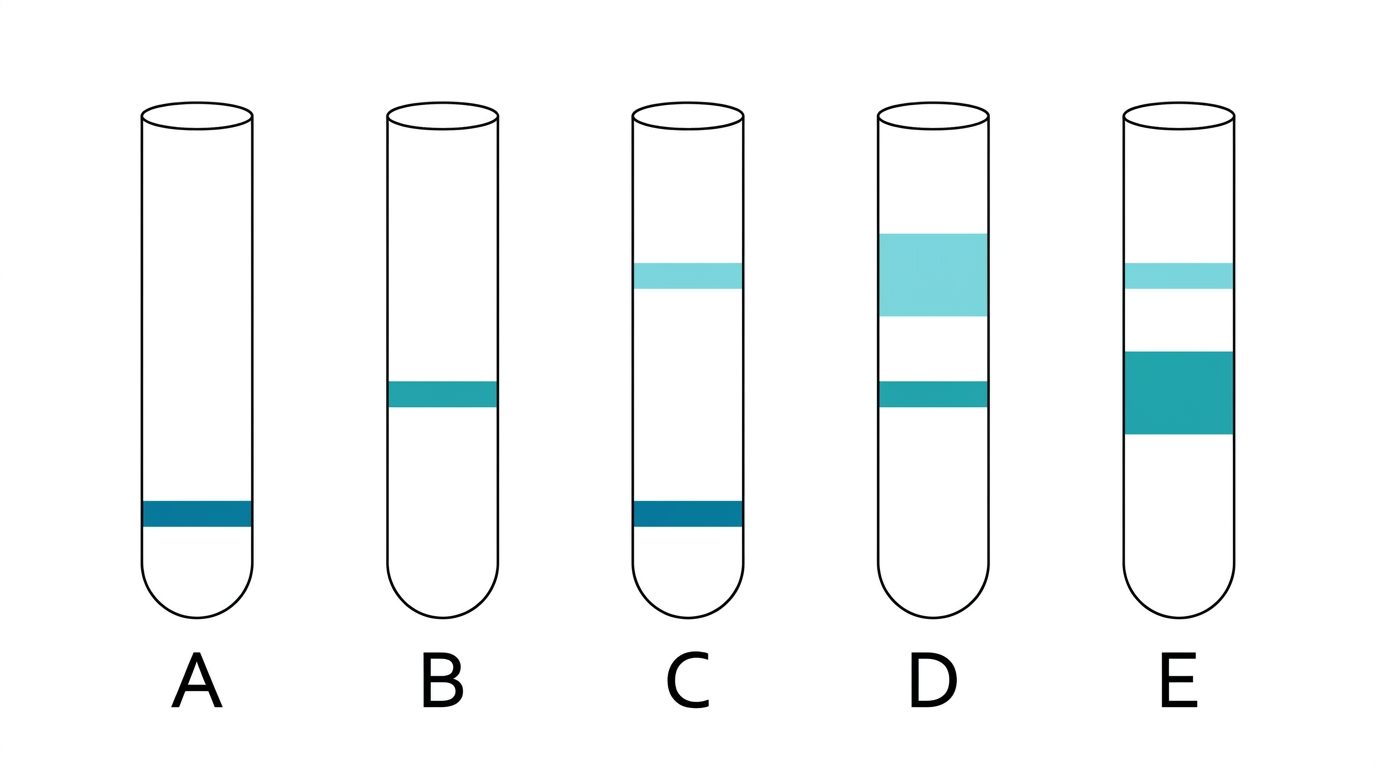 A B C D E seçeneklerinde farklı ağır ara ve hafif DNA bandı dağılımları