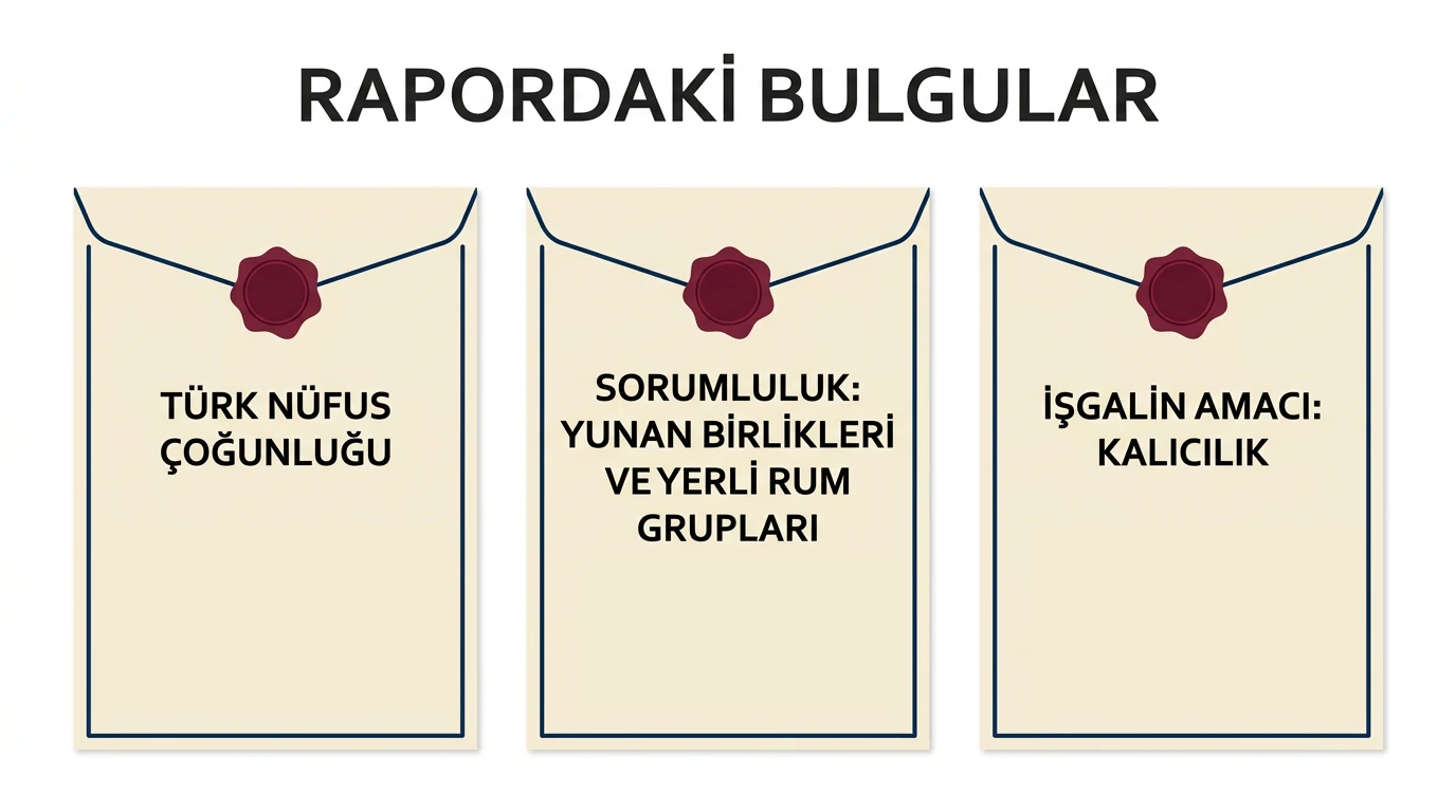 Adı verilmeyen bir uluslararası raporun Türk nüfus çoğunluğu, sorumluluk ve işgal amacı bulguları