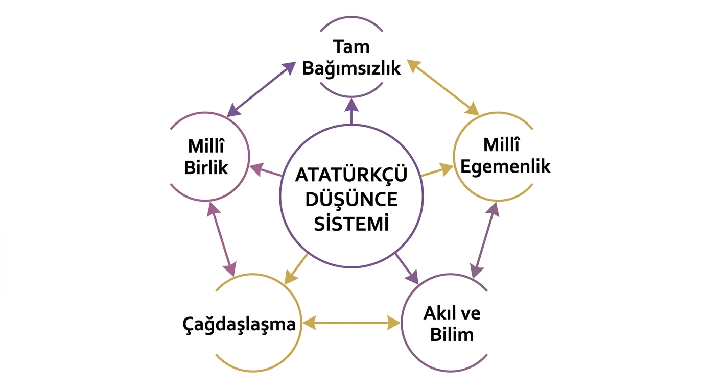 Atatürkçü düşünce sisteminde tam bağımsızlık, millî egemenlik, akıl ve bilim, çağdaşlaşma ile millî birlik ilişkisi