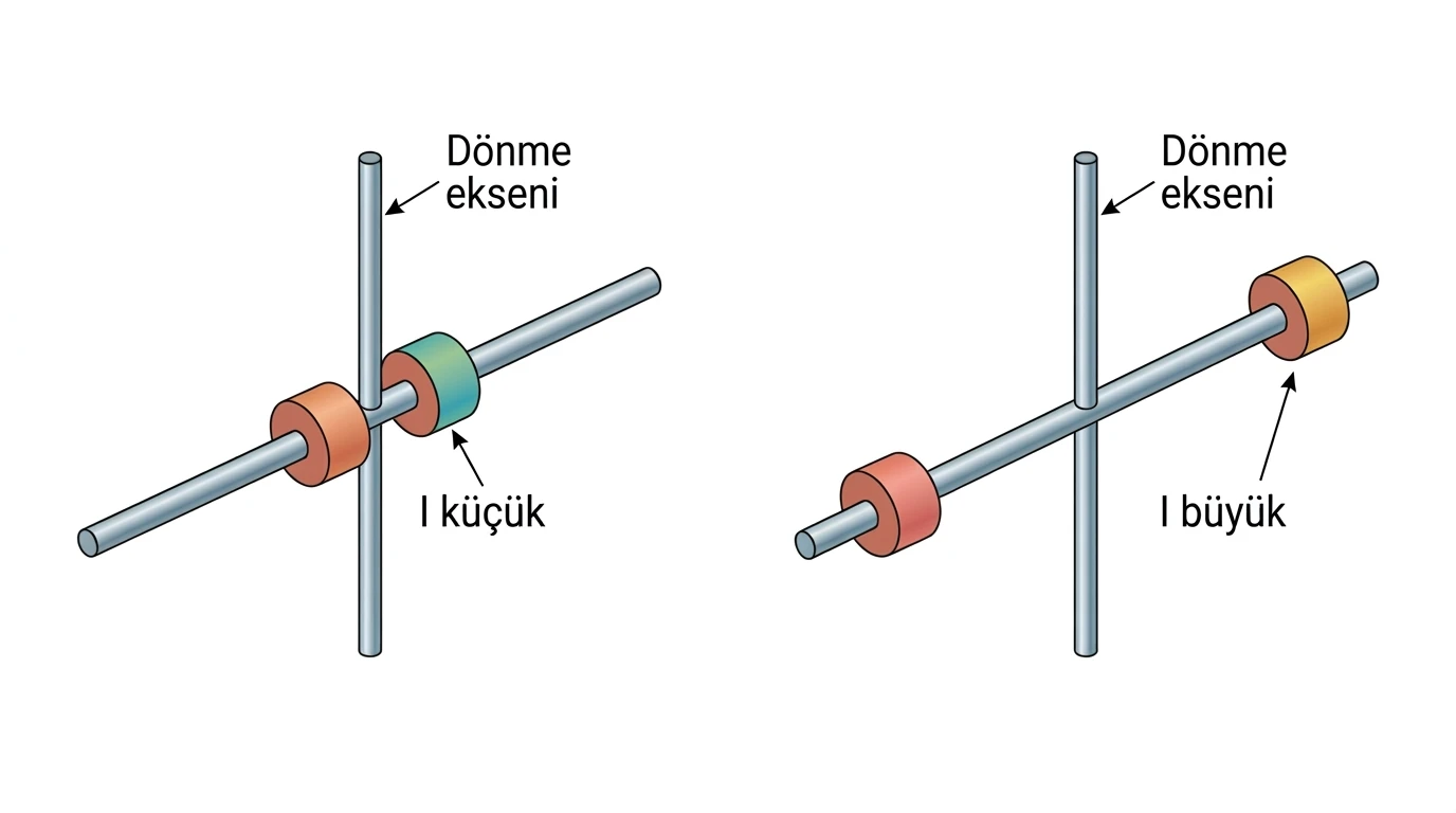 Eylemsizlik momentinde dönme ekseni ve kütle dağılımı