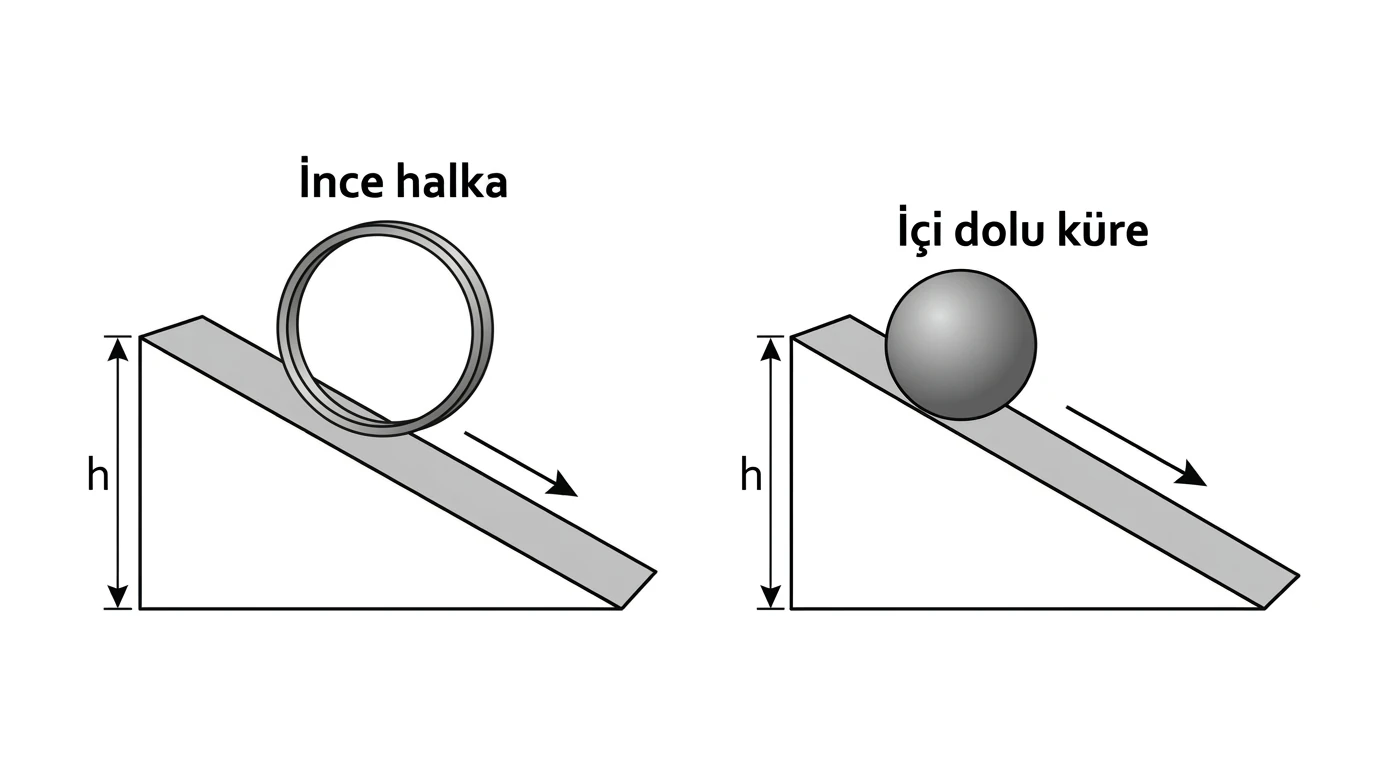 Eğik düzlemde yuvarlanan halka ve kürenin karşılaştırılması