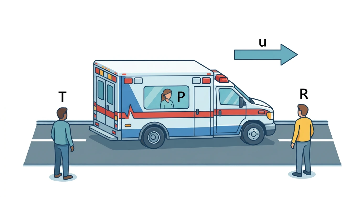 Sağa ilerleyen ambulans ile araç içindeki ve yol kenarındaki gözlemciler