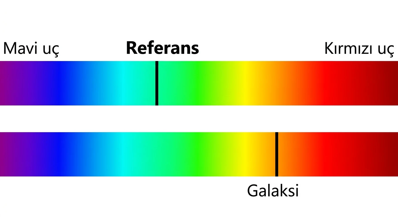 Referans ve galaksi tayf çizgilerinin kırmızıya kayma karşılaştırması