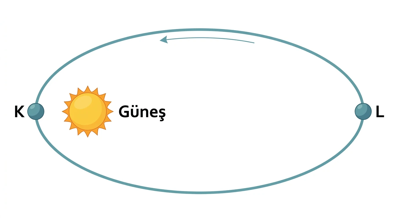 Eliptik yörüngede Güneş'e en yakın K ve en uzak L noktaları