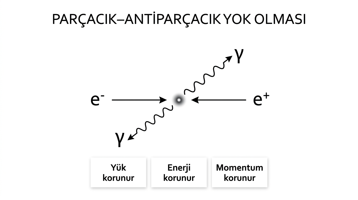 Elektron ve pozitronun iki zıt yönlü gama fotonuna dönüşmesi