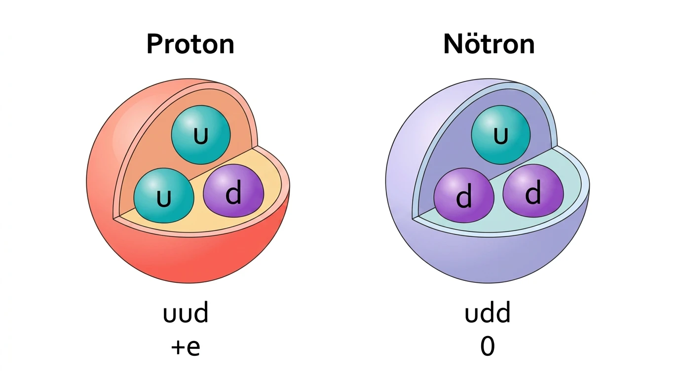 Protonun uud ve nötronun udd kuark yapısı