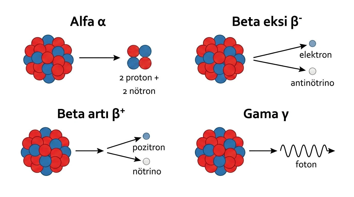 Alfa beta eksi beta artı ve gama ışımaları