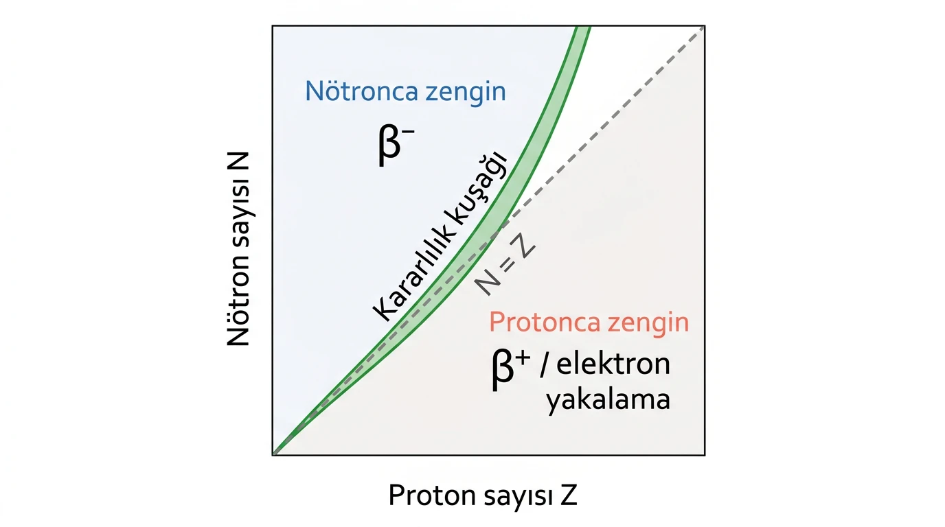 Nötron ve proton sayılarına göre kararlılık kuşağı
