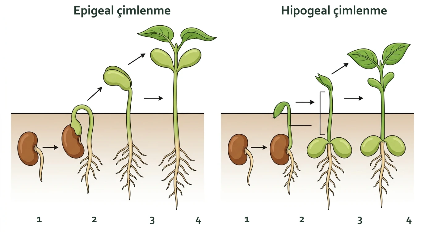 Epigeal ve hipogeal çimlenme evreleri