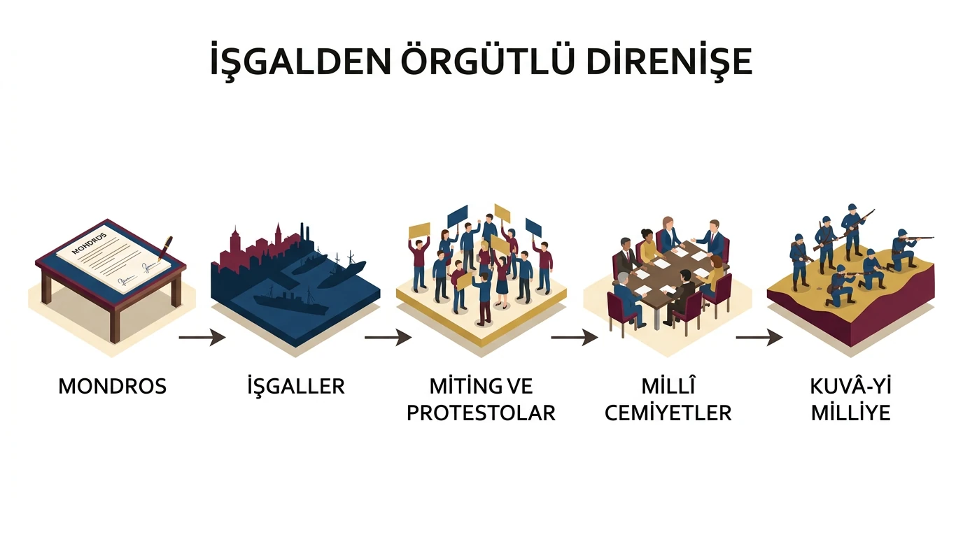 Mondros'tan işgallere, miting ve protestolara, millî cemiyetlere ve Kuvâ-yi Milliye'ye uzanan süreç
