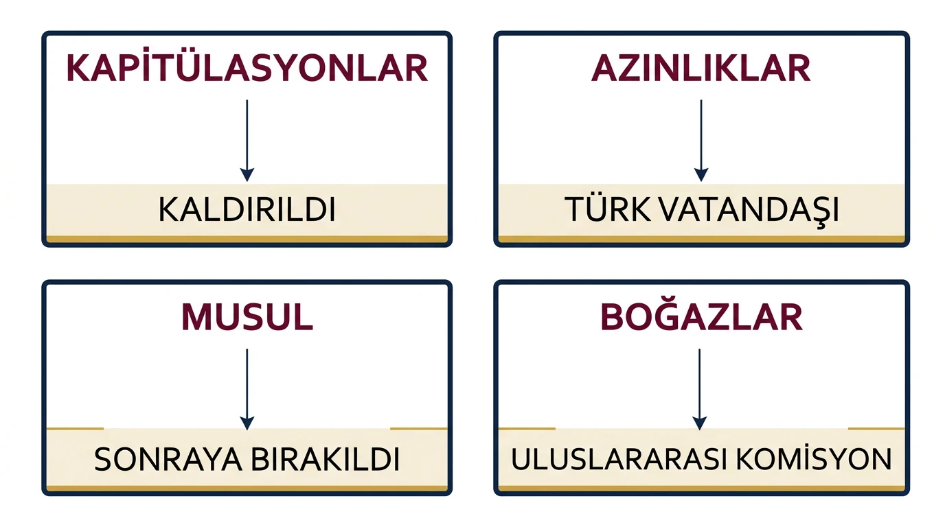 Lozan'da kapitülasyonlar, azınlıklar, Musul ve Boğazlar meselelerinin sonuçları