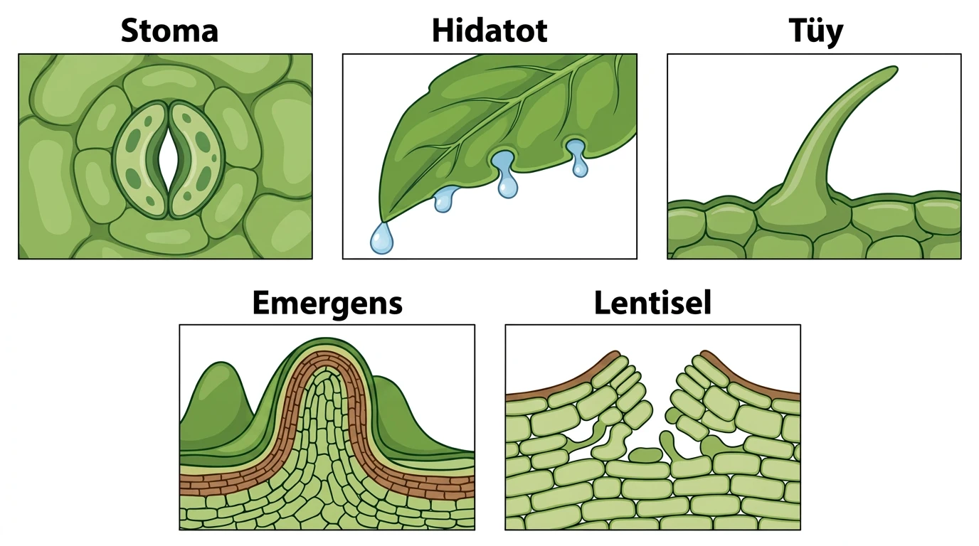 Stoma hidatot epidermis tüyü emergens ve lentisel karşılaştırması