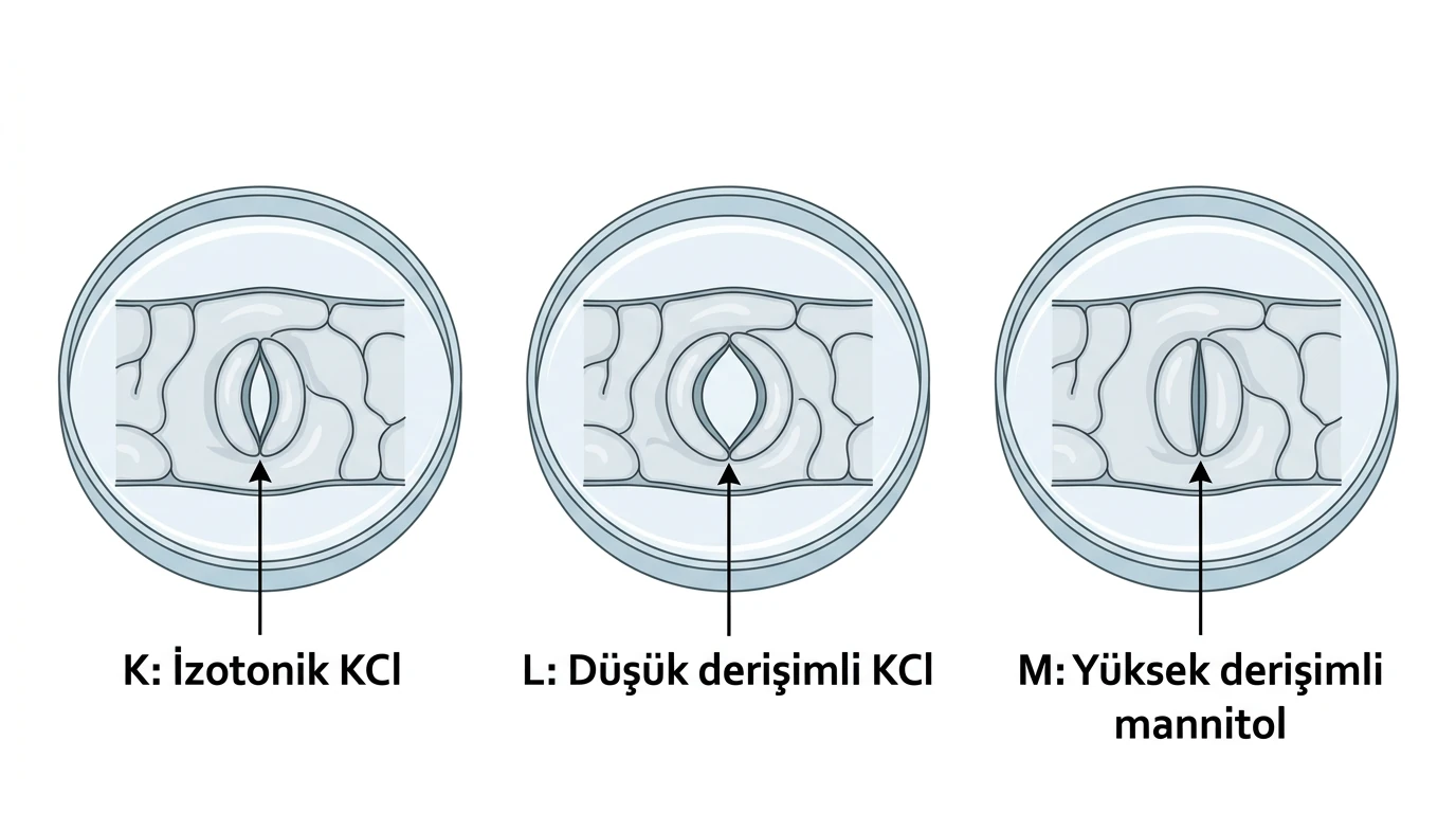 Epidermis şeridinde farklı çözeltilerde stoma açıklığının değişimi