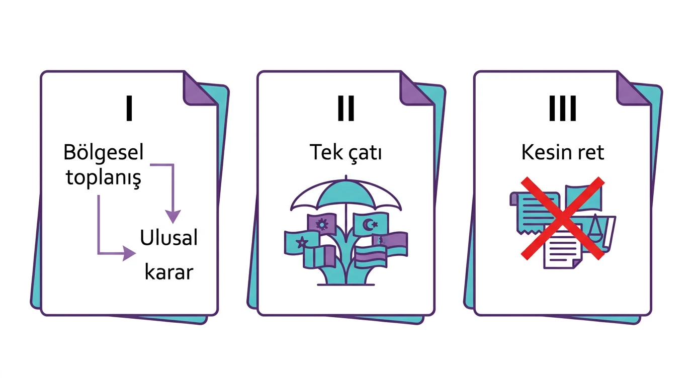 I numaralı bölgesel toplanış ve ulusal karar, II numaralı tek çatı, III numaralı kesin ret ifadelerini içeren kongre kararları