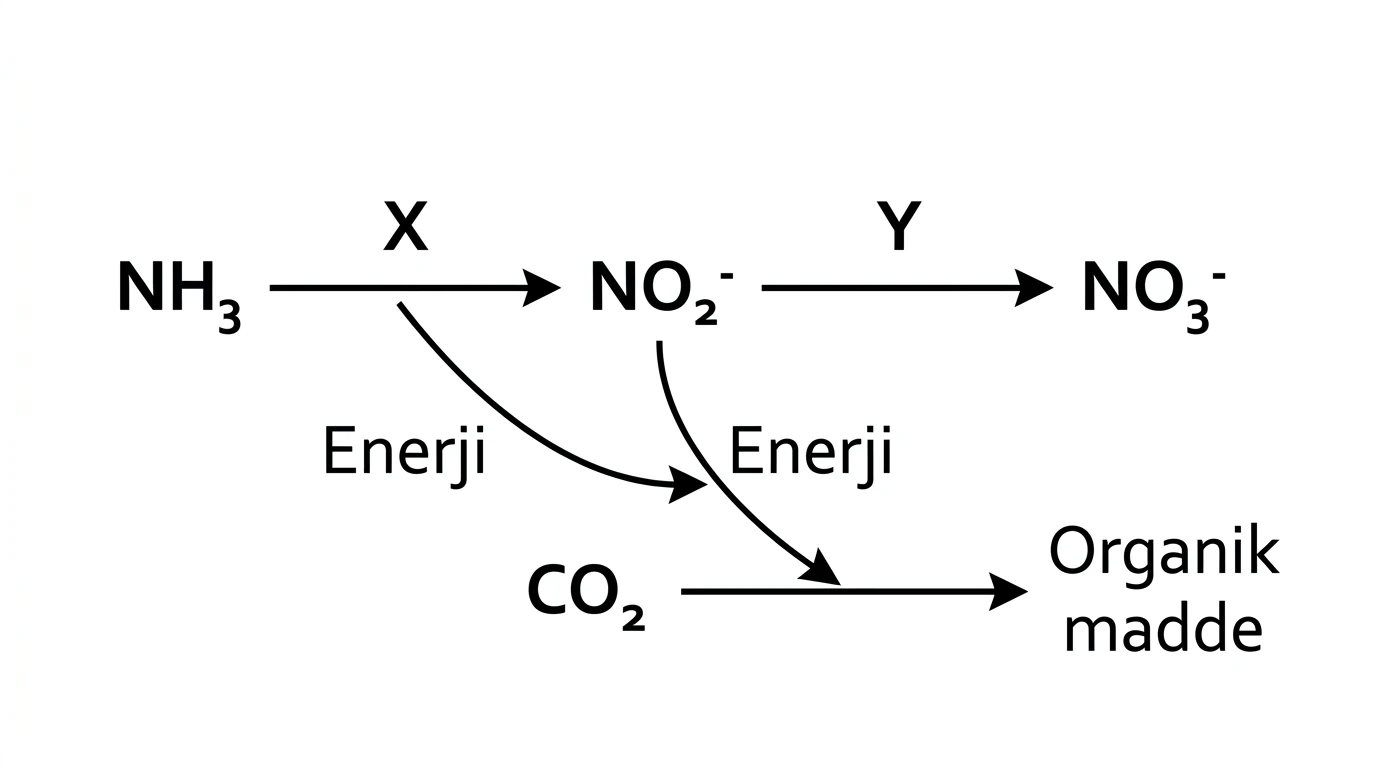 Amonyaktan nitrite ve nitritten nitrata oksidasyon ile enerji aktarım basamakları