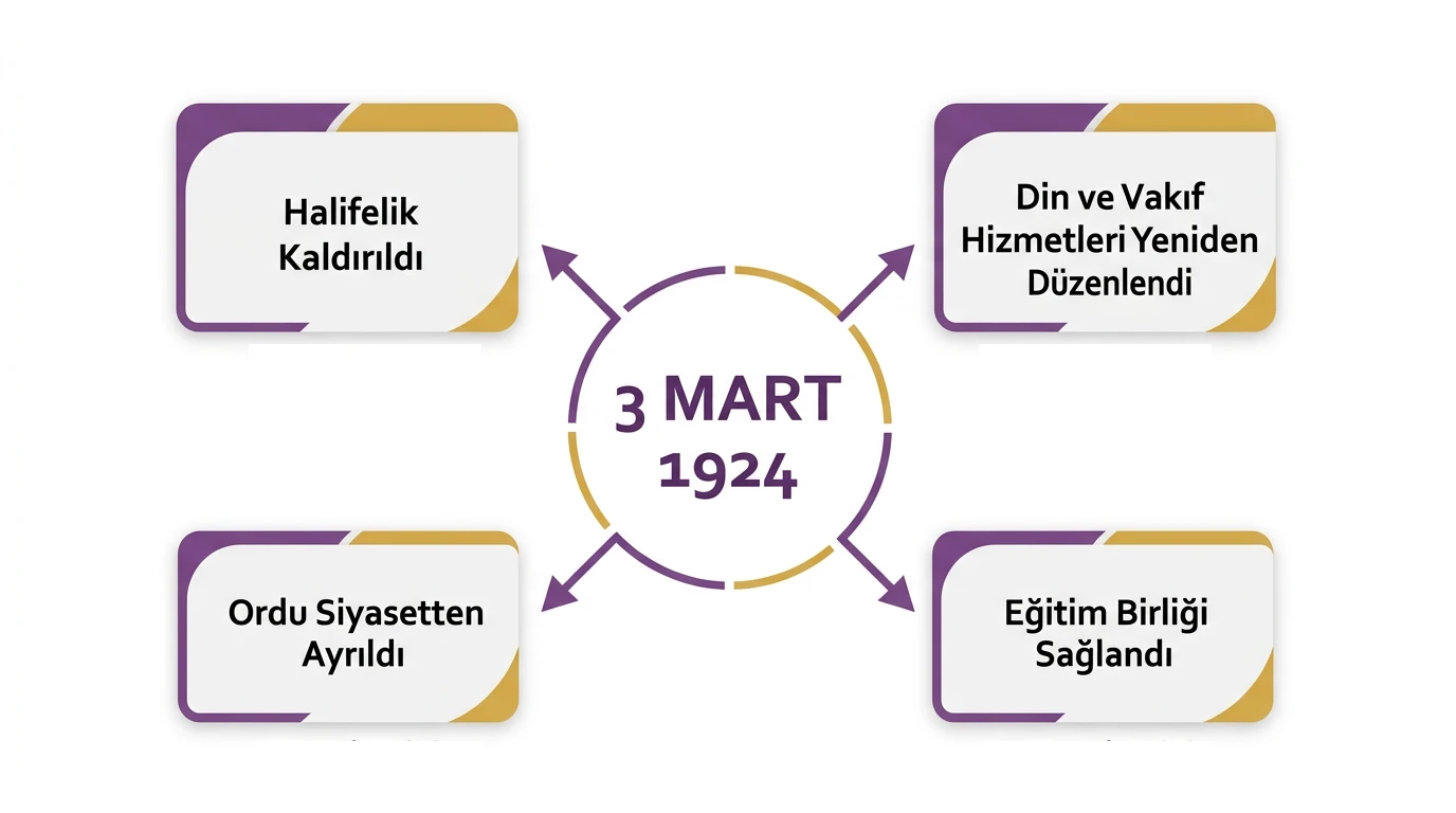 3 Mart 1924'te halifelik, Şeriye ve Evkâf Vekâleti, Erkân-ı Harbiye Vekâleti ve eğitim düzeninde yapılan değişiklikler